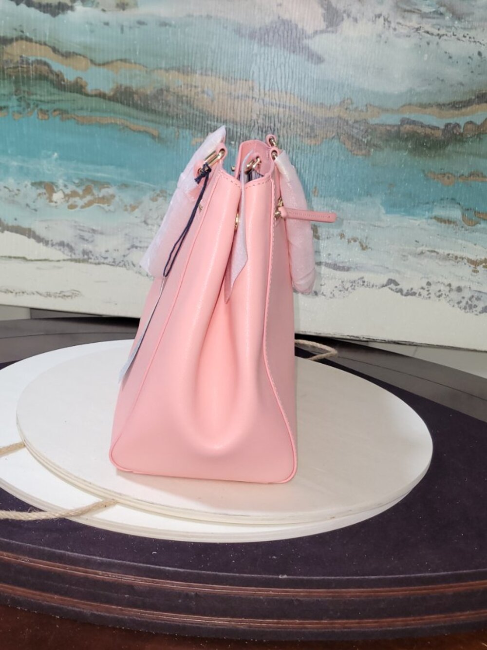 Dooney & Bourke  Pink (Bubble Gum) Saffiano Leather Satchel  [Item #HL13] - Picture 6 of 16